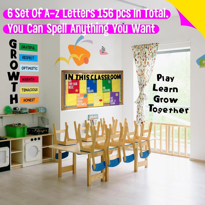 SpriteGru 288 PCS Alphabet Combo Set, Bulletin Board Alphabet Including 78pcs Uppercase Letters, 78pcs Lowercase Letters, 132pcs 0-9 Numbers & Punctuation, Chalkboard Classroom Letters for Home School Decor - Image 5